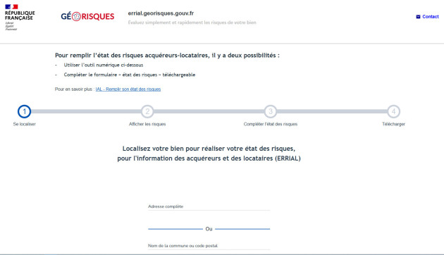 Capture d’écran de la première page du service ErrIAL